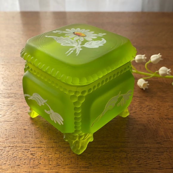 Westmoreland Lime Green Hand Painted Trinket Box